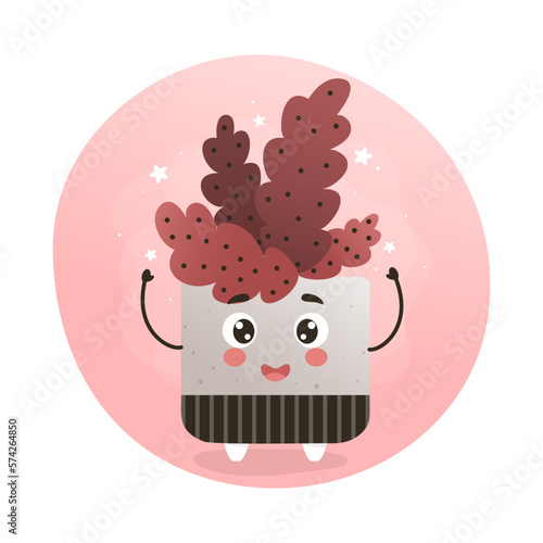 cute kawaii houseplant, kawaii cacti, a cactus in a pot, houseplant, home garden, gardening, plant lover, houseplant shop concept, greenhouse 
