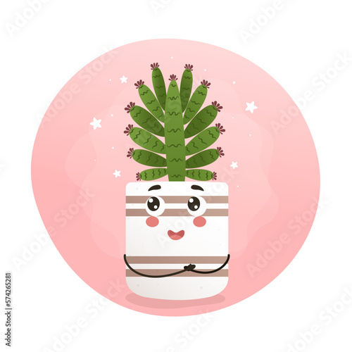 cute kawaii houseplant, kawaii cacti, a cactus in a pot, houseplant, home garden, gardening, plant lover, houseplant shop concept, greenhouse 