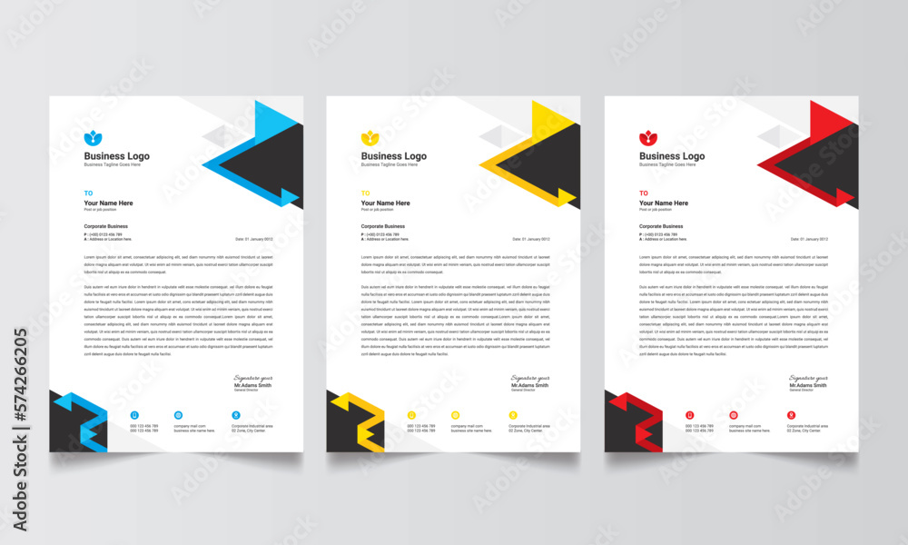 Business Corporate letterhead layout, Simple letterhead design With ...
