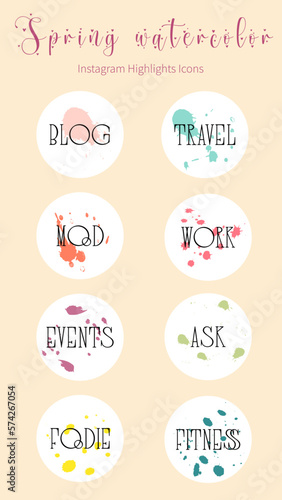 Instagram highlight icons watercolor