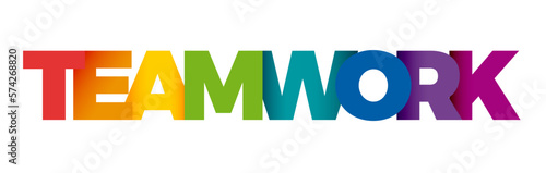 The word Teamwork. Vector banner and logo with colorful text