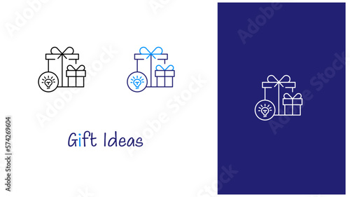 Gift ideas, Present Ideas, Gifts suggestions, last-minute gift ideas,Surprise gift icon, vector line icon editable stroke