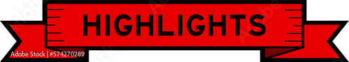 Ribbon label banner with word highlights in red color on white background