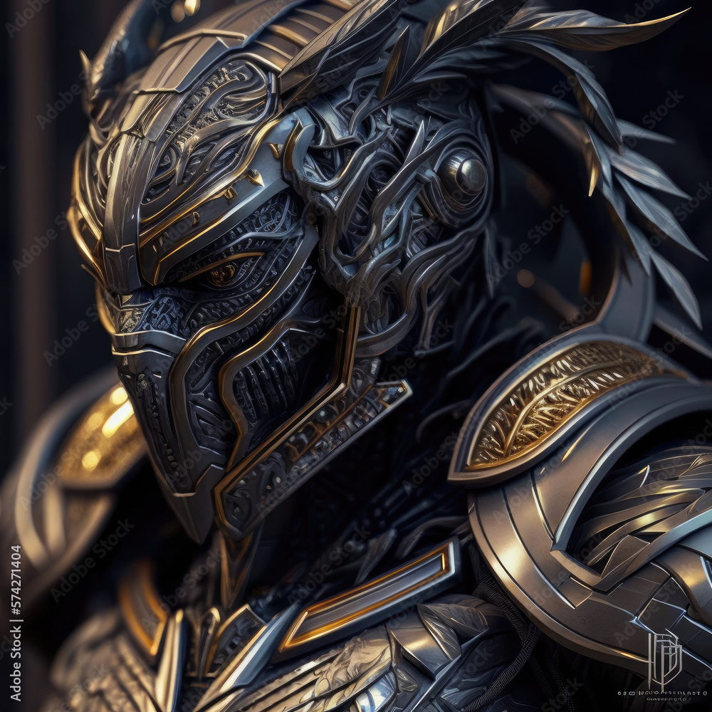 Robot wearing armor knight suit created with generative ai Robot wearing armor knight suit created with generative ai