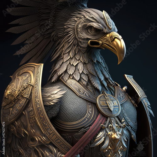 Eagle in armor knight suit created with generative ai