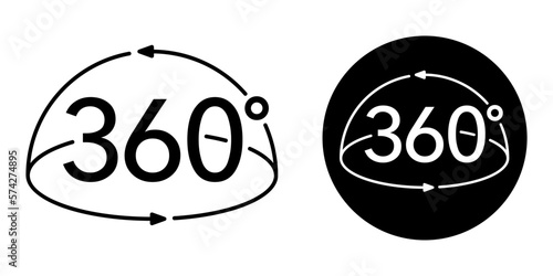 360 degrees 3D panorama flat icon