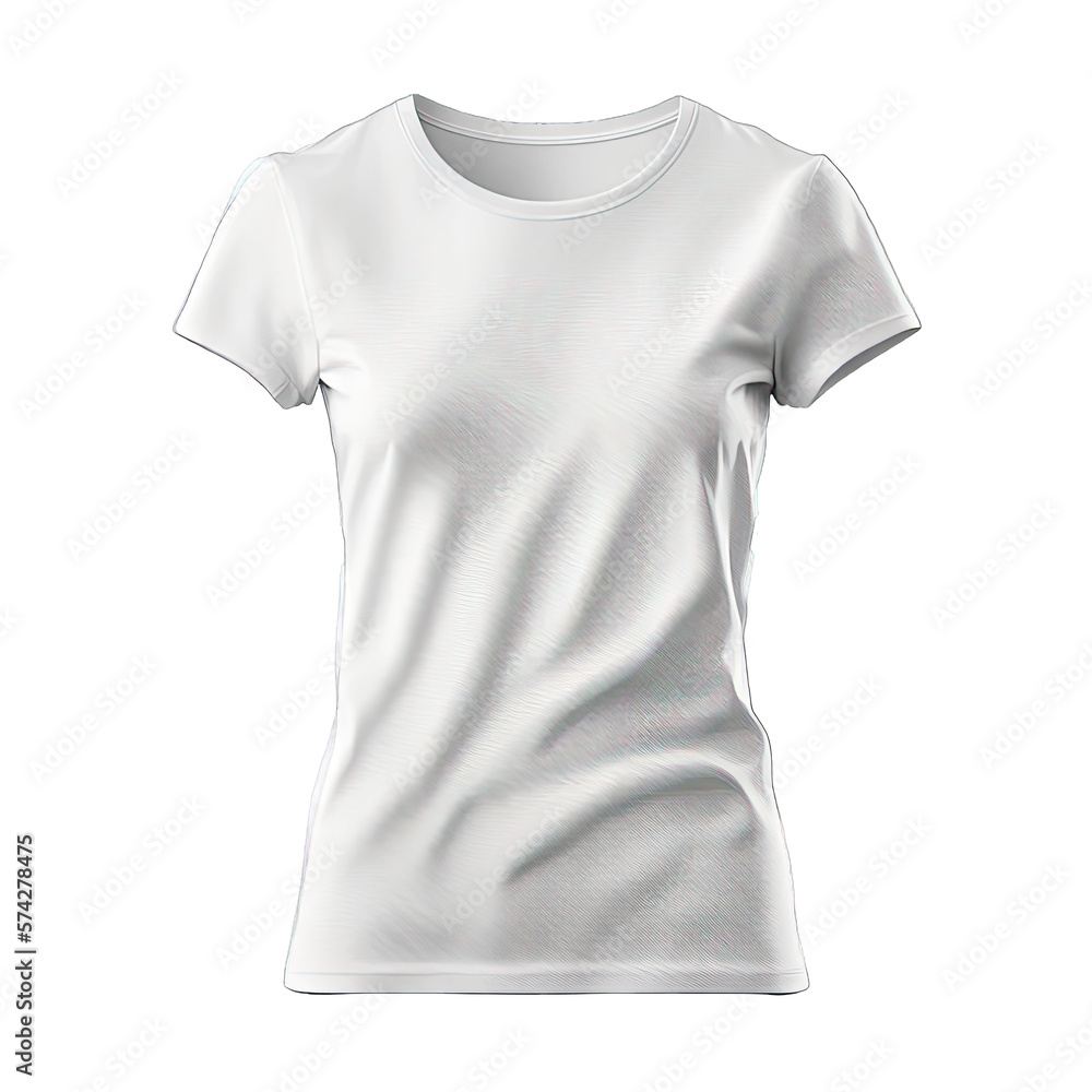 Women t-shirt mockup. Realistic white female t-shirts template, girls clothes marketing branding collection, isolated on transparent background. Women t-shirt mockup. Realistic white female t-shirts template, girls clothes marketing branding collection, isolated on transparent background.