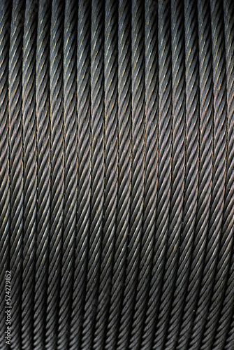 Steel cable texture. Steel wire rope or steel sling.Use for industrial or construction background. 
