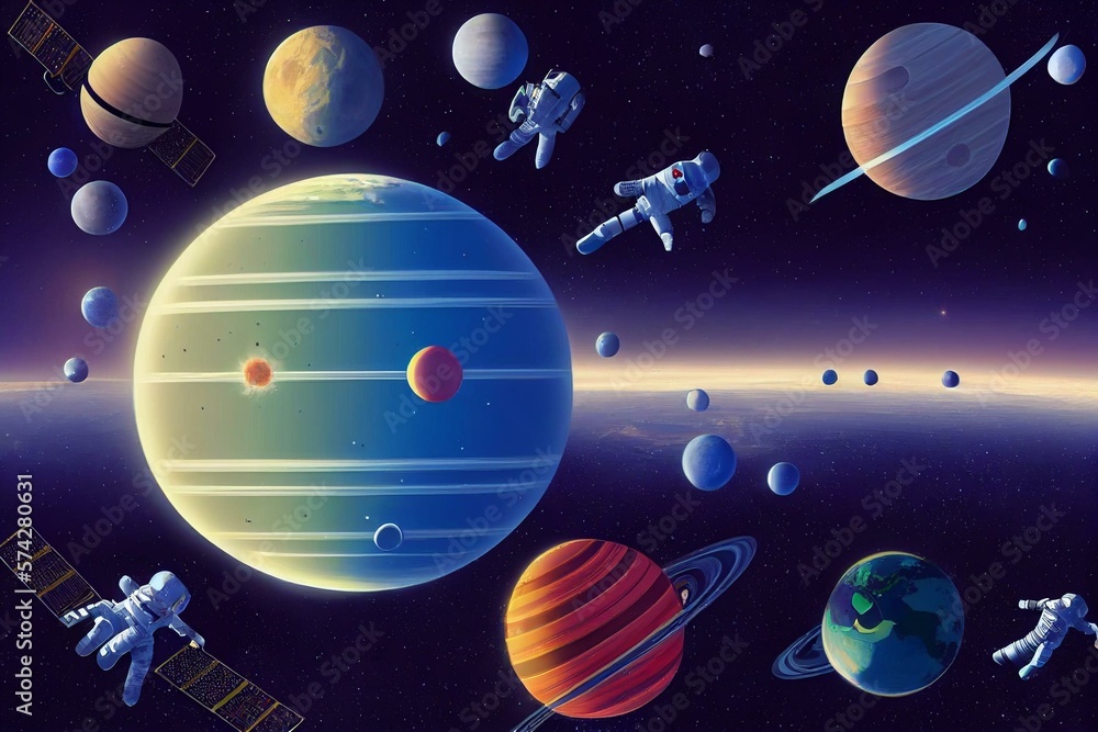 Space exploration themed find the ten differences picture puzzle and ...