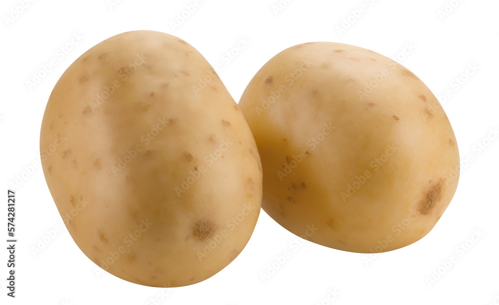 Two potatoes cut out. Based on Generative AI Two potatoes cut out. Based on Generative AI
