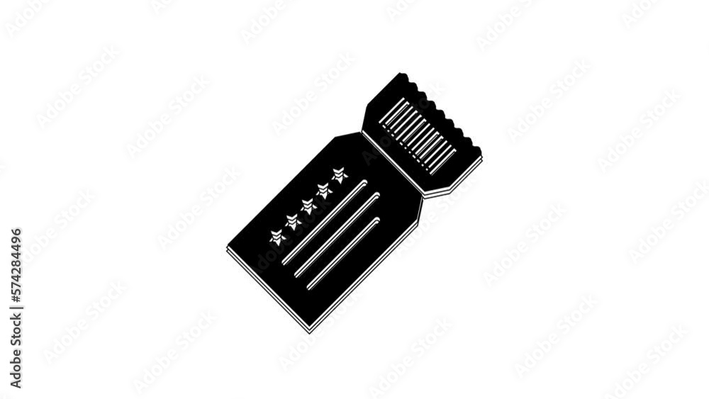 Black Ticket icon isolated on white background. 4K Video motion graphic animation Black Ticket icon isolated on white background. 4K Video motion graphic animation
