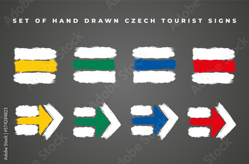 Set of hand drawn tourist signs used in Czech Republic