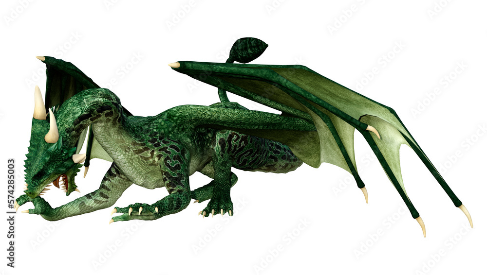Fototapeta premium 3D Rendering Fairy Tale Dragon on White