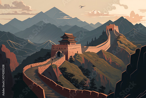Canvas-taulu Great Wall of China, showcasing its magnificence and history
