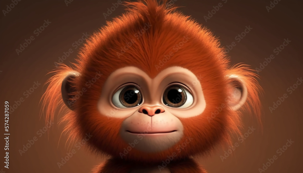 Baby orangutan. Generative AI.