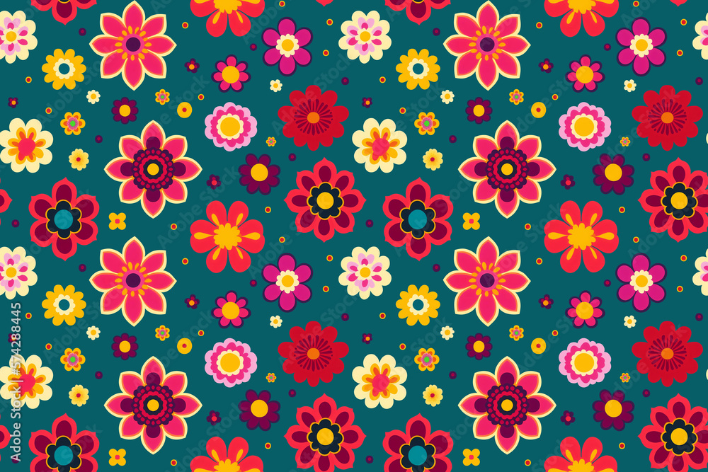 Colorful flowers and leaves - Seamless pattern. Colorful flowers and leaves - Seamless pattern.