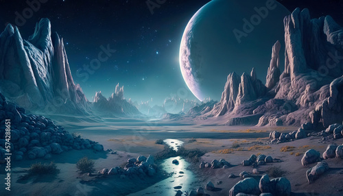 Otherworldly Wonderland, Spectacular Scenery of an Alien Planet, Generative AI