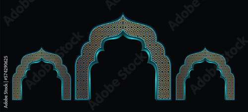 Arabic patterned entrance vector illustration design