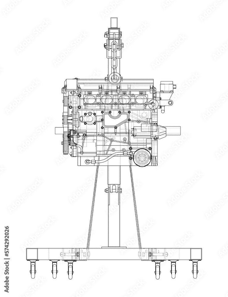 Engine hoist with engine