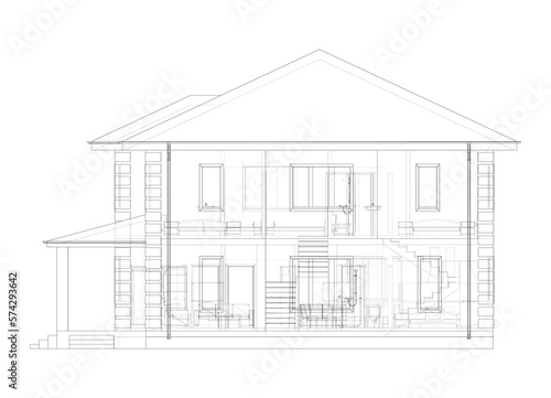 Residential building technical drawing © cherezoff
