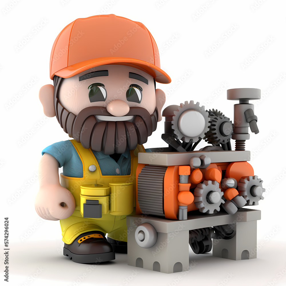 3d rendered illustration of a man works as mechanic. Generative AI
