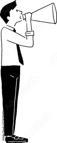 拡声器を持つ男性ベクター線画