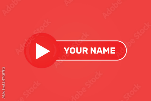 Glossy youtube icon label with user name banners Premium Vector
