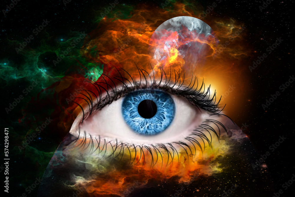 Augapfel-Universum-Hintergrund. Iris. Auge. Augapfel-Universum-Hintergrund. Iris. Auge.