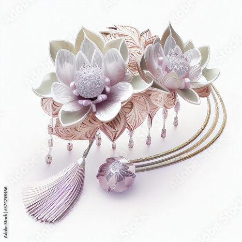 Fotografie, Tablou close up of a brooch with flowers on it