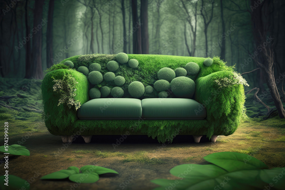 Time to change your old furniture concept with old couch in the forest