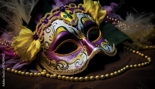 Mardi Gras Mask Purple and Yellow