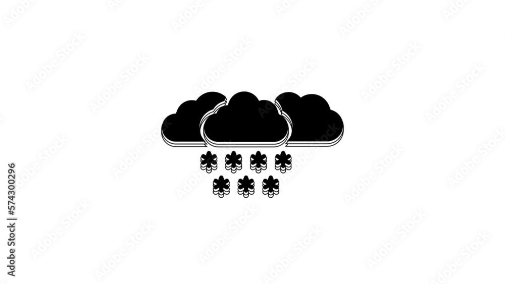 Black Cloud with snow icon isolated on white background. Cloud with snowflakes. Single weather icon. Snowing sign. 4K Video motion graphic animation Black Cloud with snow icon isolated on white background. Cloud with snowflakes. Single weather icon. Snowing sign. 4K Video motion graphic animation