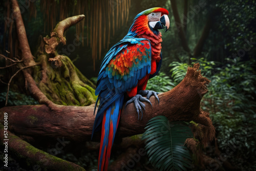 The Scarlet Macaw is a vibrant and colorful bird native to the tropical rainforests of Central and South America. With its brilliant red, blue, and yellow feathers, it is a highly recognizable species