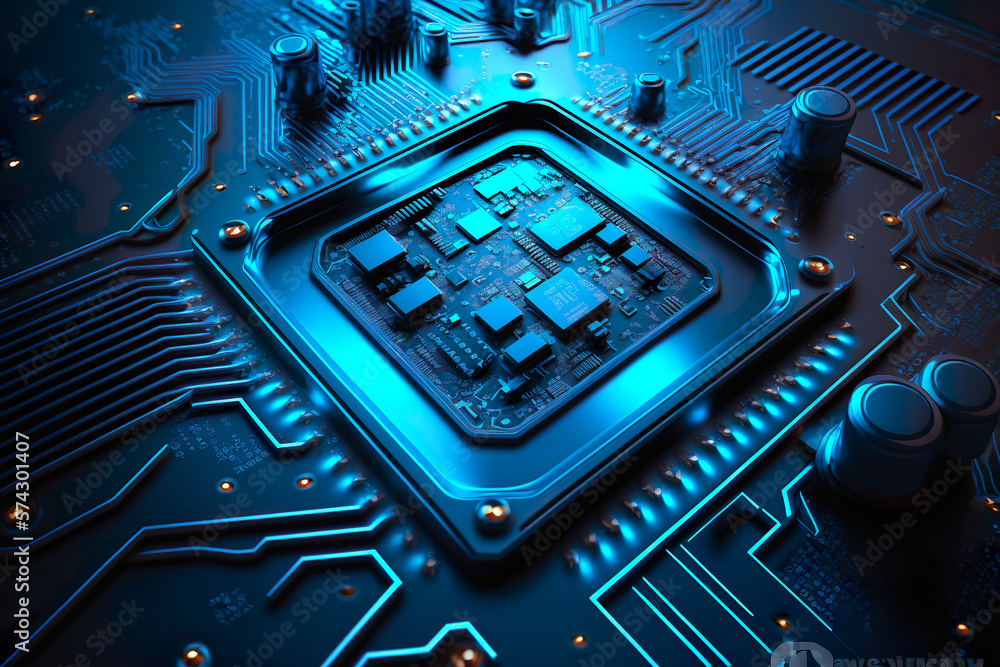 AI. Circuit board. Technology background. Central Computer Processors ...