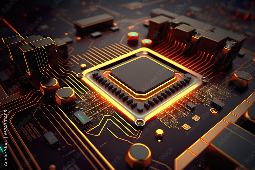 AI. Circuit board. Technology background. Central Computer Processors ...