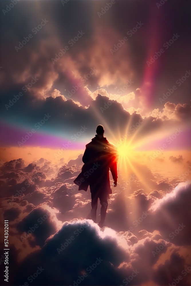 Obraz premium walking on the clouds Generative AI