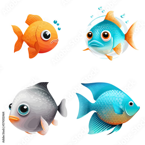 cute fish design with transparent background