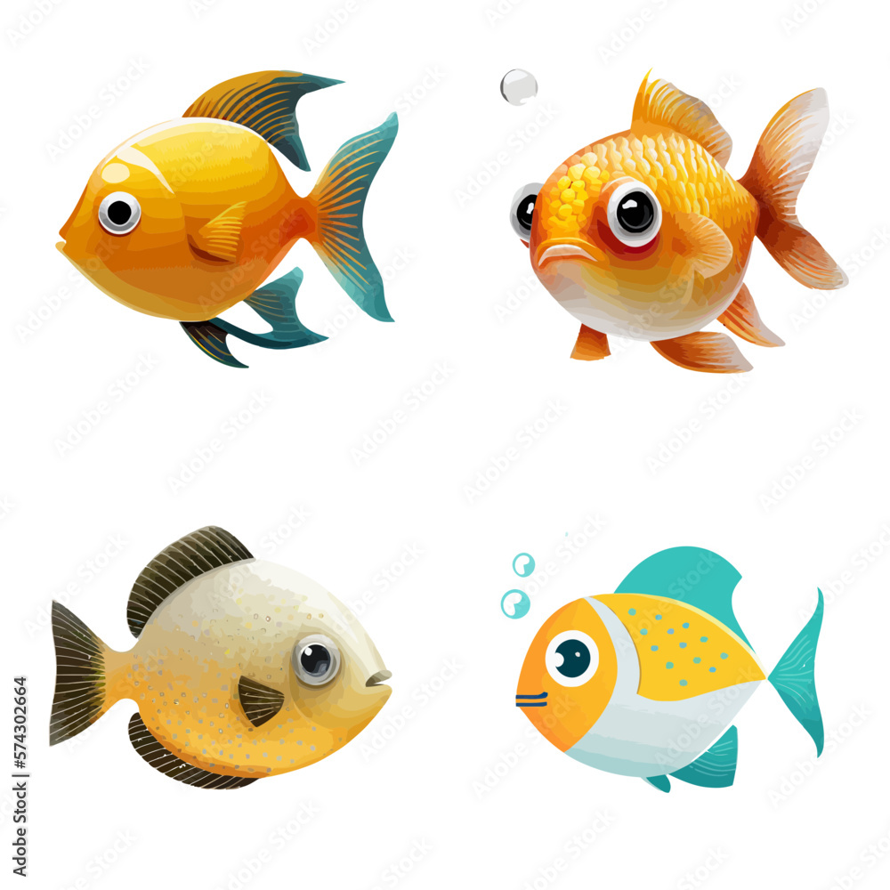 Naklejka premium cute fish design with transparent background