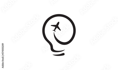 aircraft lamp logo design, travel idea symbol icon vector.