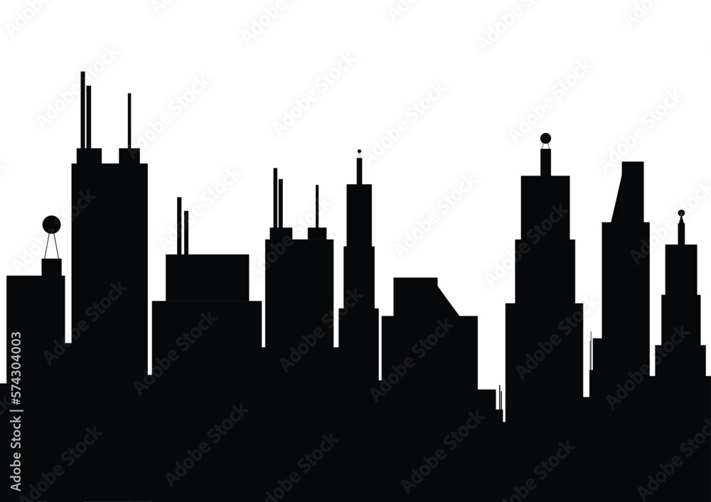 Shadow Modern buildings, city and town vector Stock Illustration