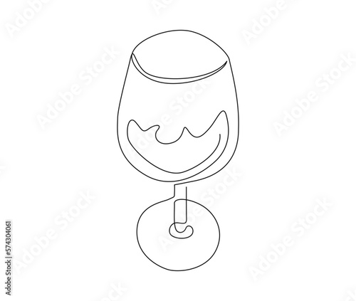 Continuous one line drawing of abstract wine glass. simple water goblet line art vector illustration.