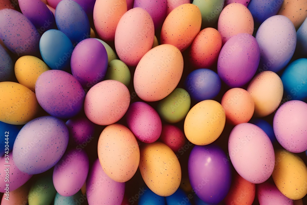 colorful easter nest with easter eggs, generative ai colorful easter nest with easter eggs, generative ai