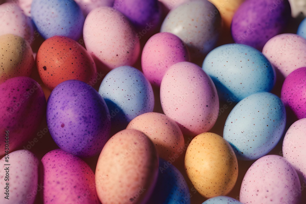 colorful easter nest with easter eggs, generative ai colorful easter nest with easter eggs, generative ai