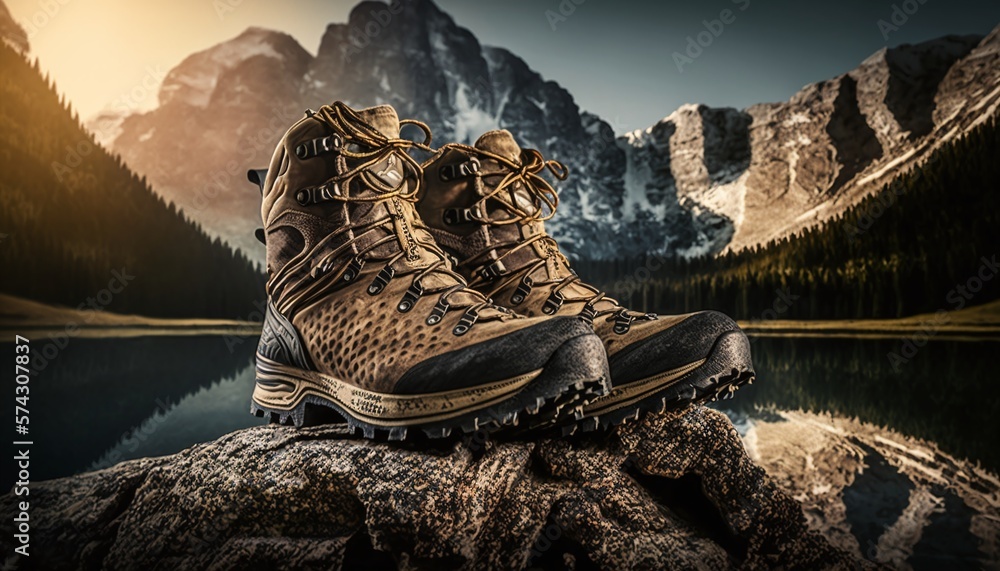 Well-Designed Climbing Boots for a Mountain Adventure Generated by AI