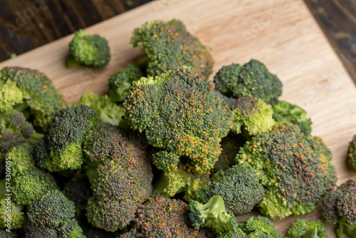Green ripe broccoli in raw form