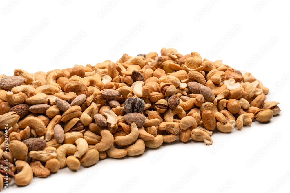 A group of almonds, pistachios, walnuts, macadamia, cashews.