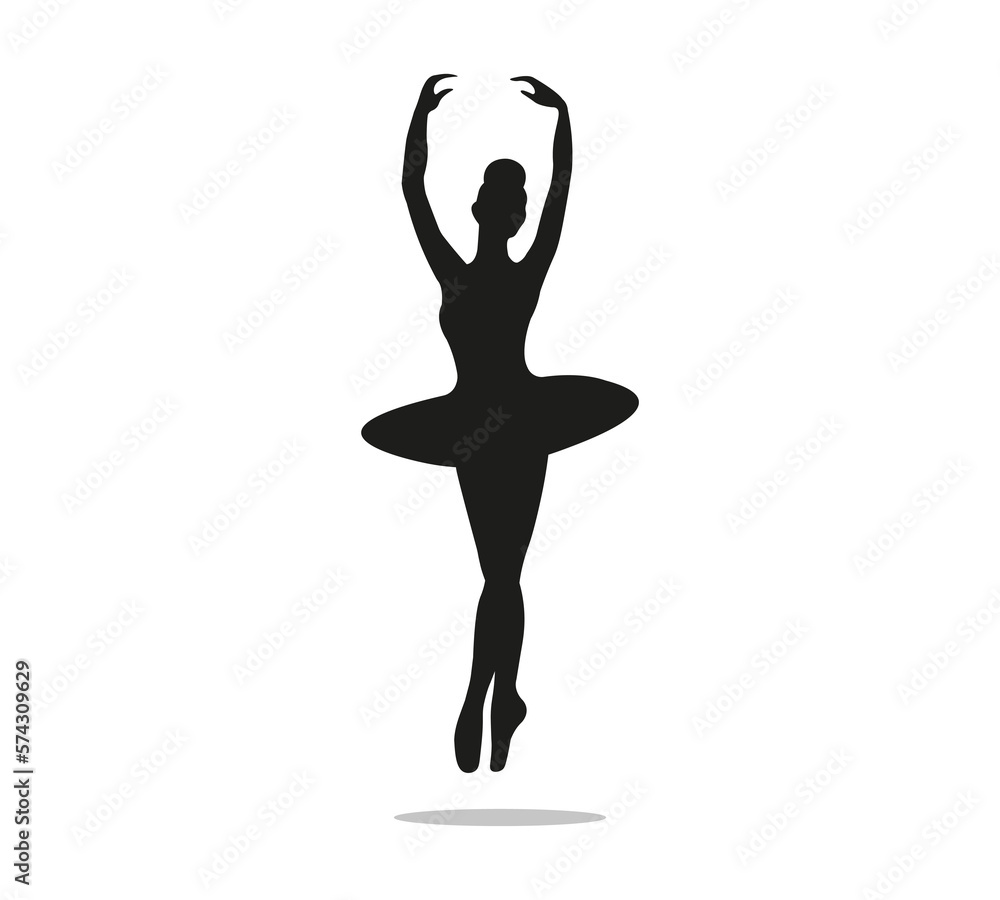 Fototapeta premium Ballerine silhouette, ballet dancer, black and white vector design