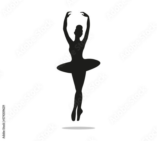 Ballerine silhouette, ballet dancer, black and white vector design
