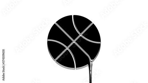 Black Basketball ball icon isolated on white background. Sport symbol. 4K Video motion graphic animation photo
