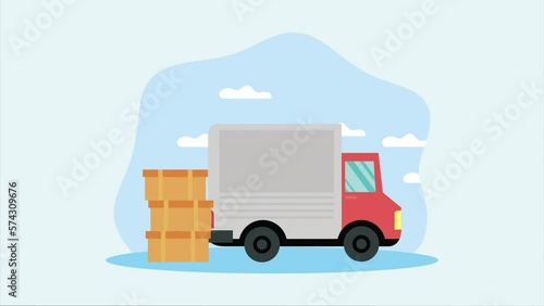 delivery service in truck animation